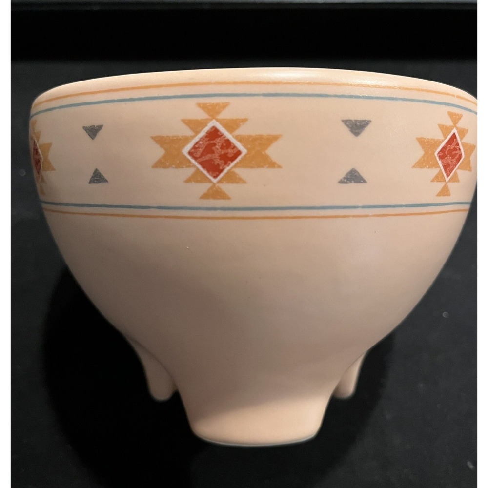VTG Treasure Craft Footed Salsa/Guacamole/Dip‎ Bowl Southwest Design Made In USA